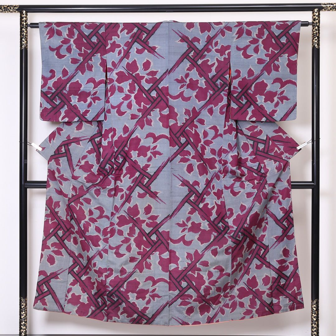 アンティーク 紬（銘仙） 袷 身丈150cm 裄丈62cm 正絹 Cランク Sサイズ