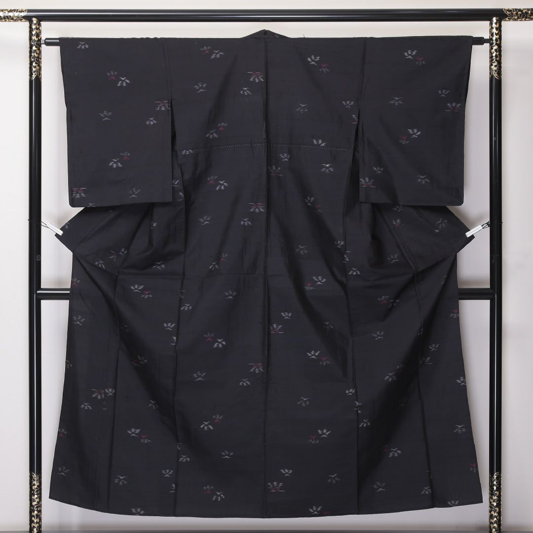 紬 単衣 身丈153cm 裄丈62cm 正絹 Bランク Sサイズ バチ衿 カジュアル