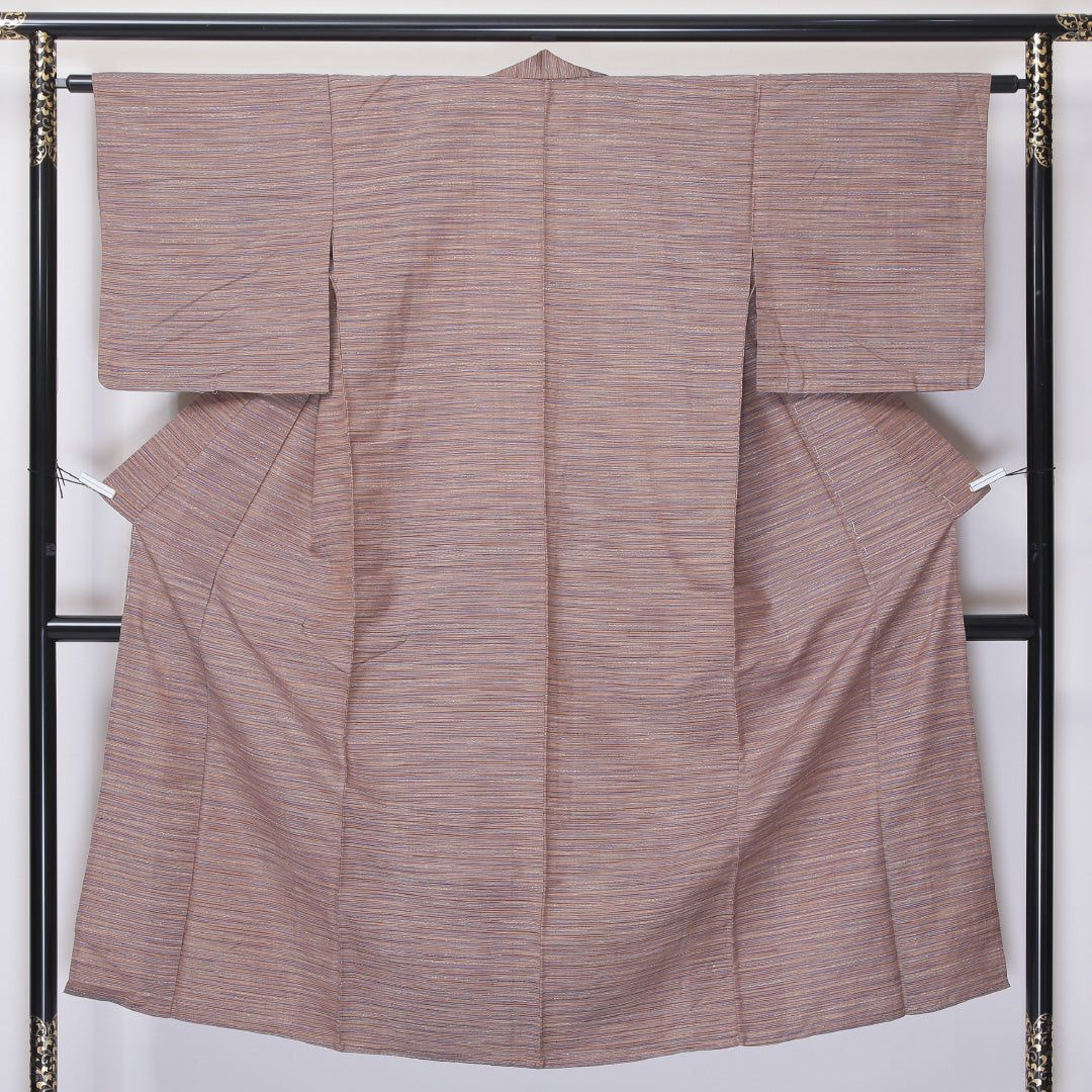 紬 単衣 身丈144cm 裄丈62cm 正絹 Aランク XSサイズ バチ衿 カジュアル