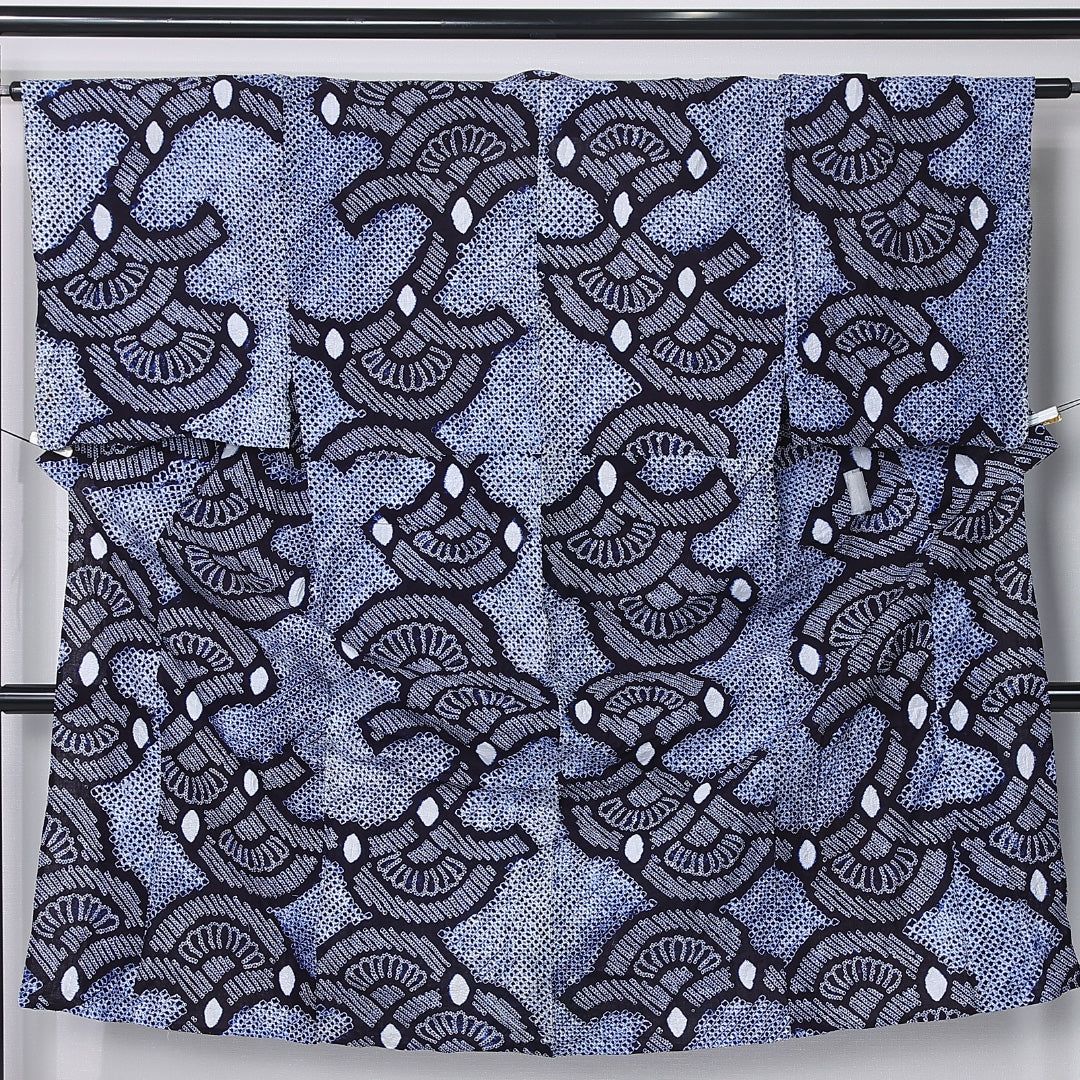 夏物 有松鳴海絞り 浴衣 身丈137cm 裄丈65cm Bランク XS 木綿 洗える