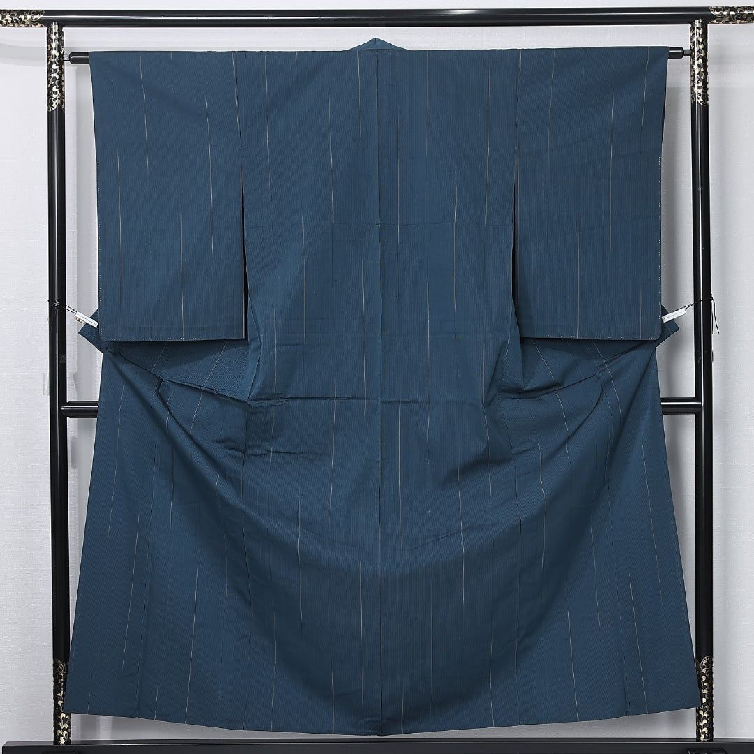 未使用品 紬 身丈158cm 裄丈61.5cm Nランク M 正絹 単衣 バチ衿 モダン