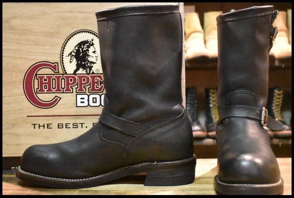 12E 箱付 良品 白タグ】Chippewa チペワ エンジニア 27863 黒 ブラック