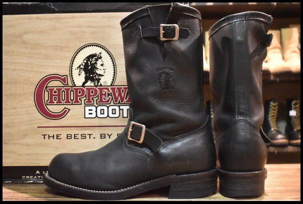 12E 箱付 良品 白タグ】Chippewa チペワ エンジニア 27863 黒 ブラック