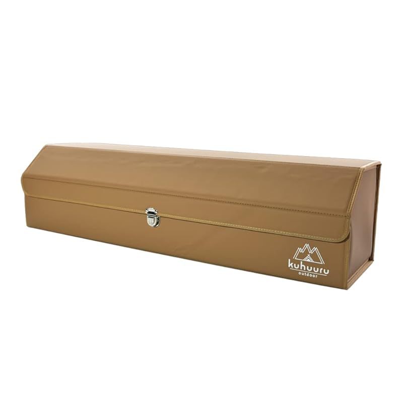 kuhuuru outdoor 車用収納ボックス トランク 収納 大容量 ラゲッジルーム ラゲッジボックス 折り畳み式 蓋付き L:幅110cm 高さ28cm 奥行28cm ブラウン:レザー 0