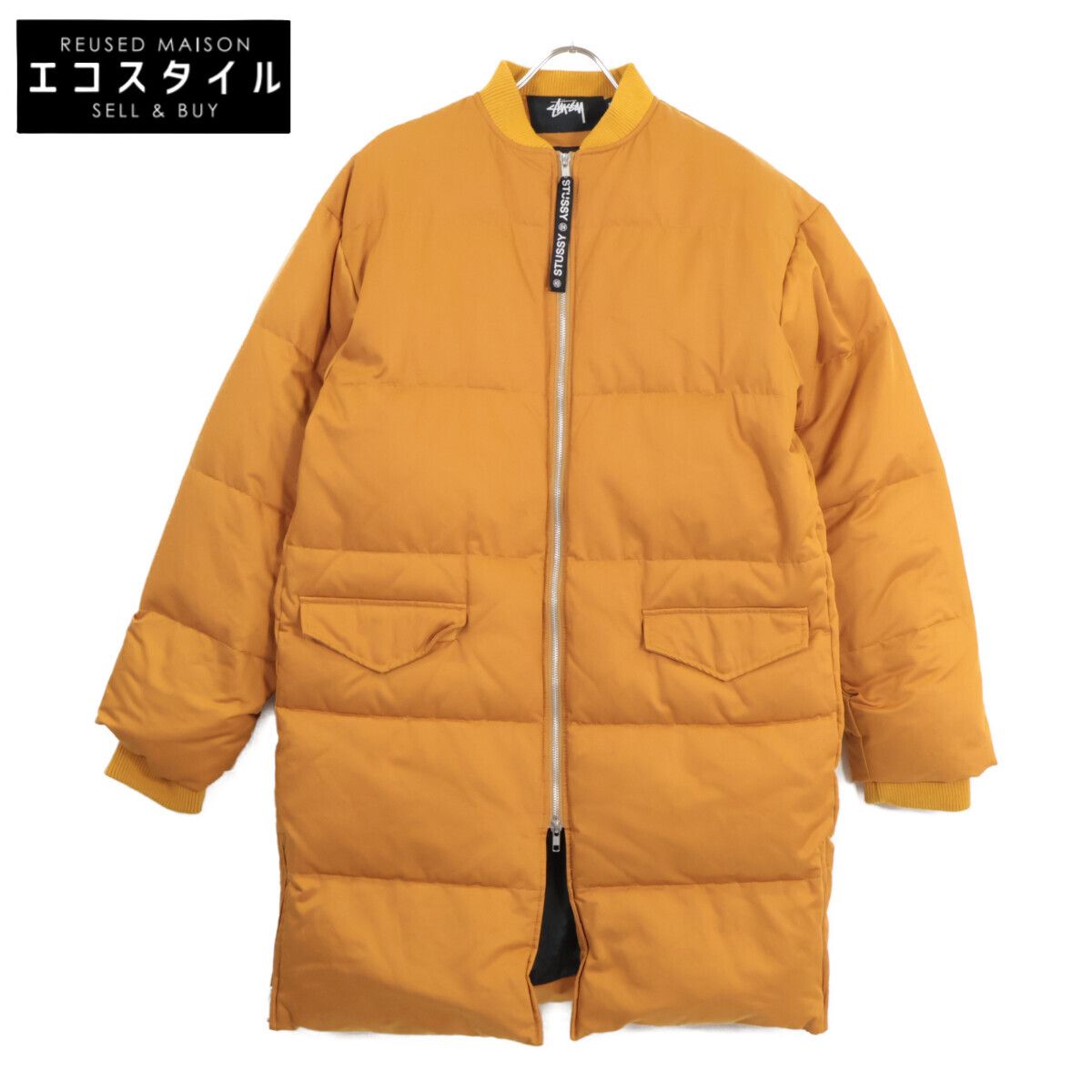 STUSSY ステューシー ｲｴﾛｰ ｺｯﾄﾝ ﾘﾌﾞｶﾗｰ ｻｲﾄﾞｼﾞｯﾌﾟ ﾛﾝｸﾞﾀﾞｳﾝｺｰﾄ 【公式 