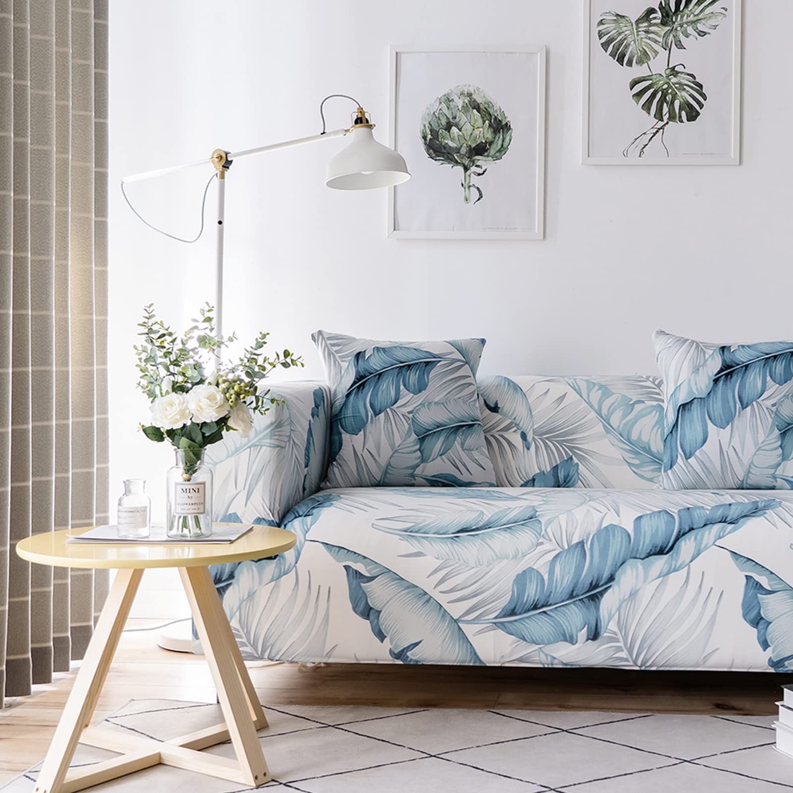 【数量限定】北欧風 伸縮素材 ストレッチ 滑り止め 肘付き 防塵 2人掛け ソファー保護 ソファーカバー クッションカバー2枚付