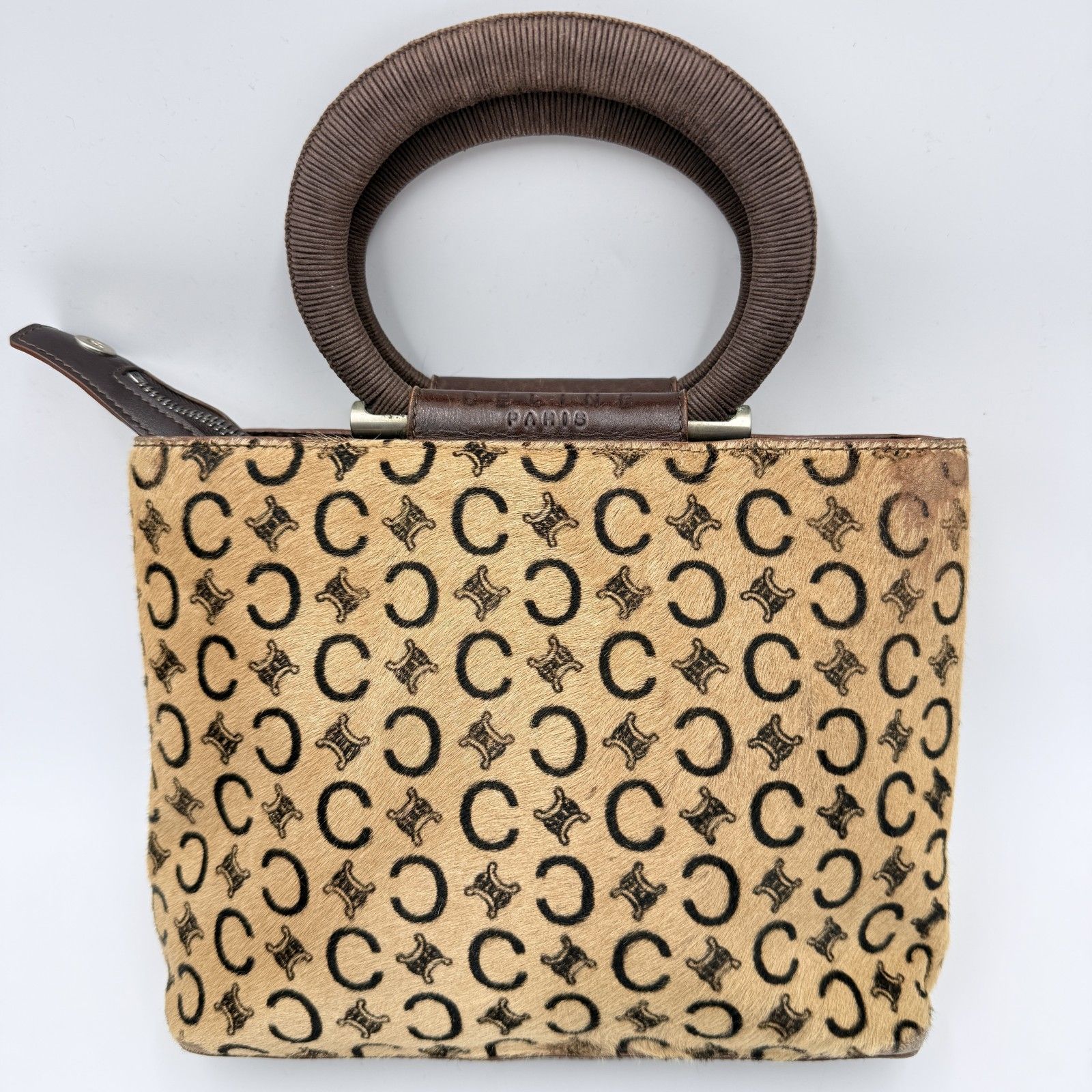 CELINE（セリーヌ）ヴィンテージ Cマカダム ハラコ ハンドバッグ ミニ