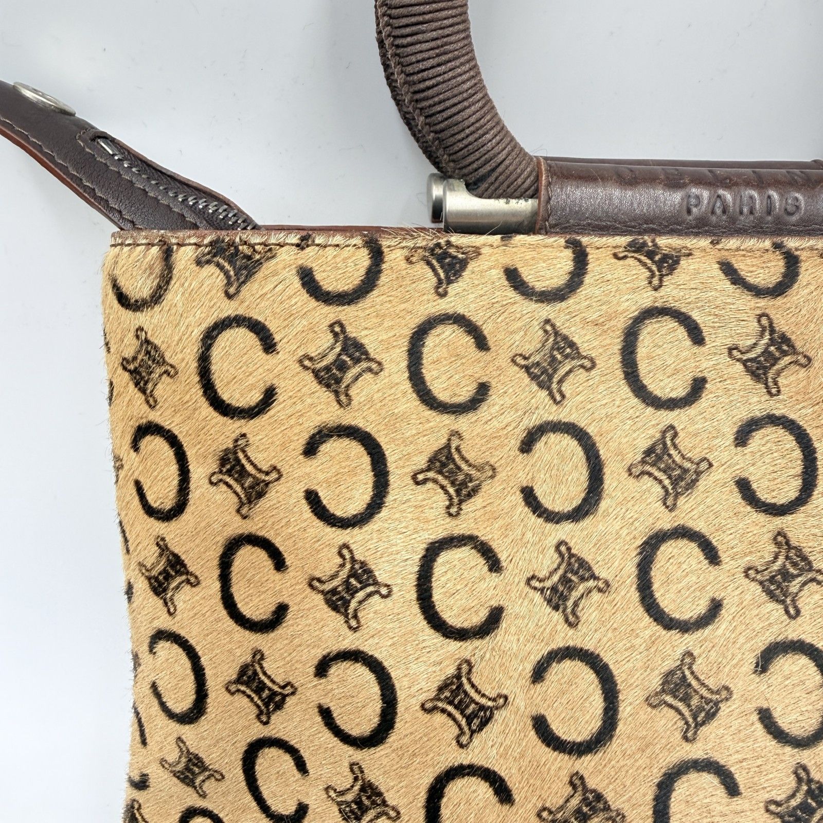 CELINE（セリーヌ）ヴィンテージ Cマカダム ハラコ ハンドバッグ ミニ 