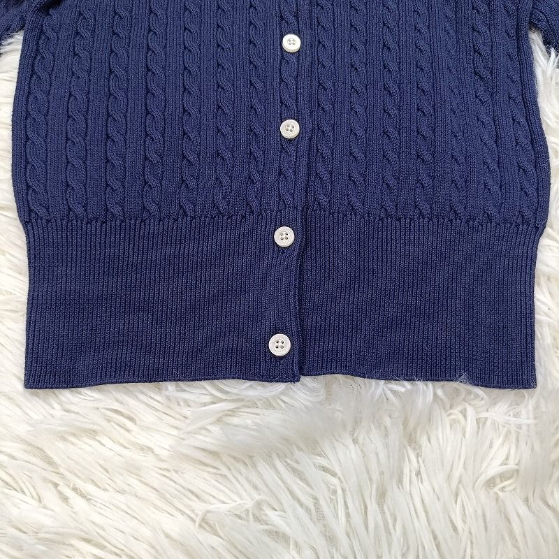 ラルフローレン★ポニー 刺繍 ケーブルニット カーディガン ネイビー ピンク 美品 Ralph Lauren ラルフローレン ケーブルニット カーディガン 130