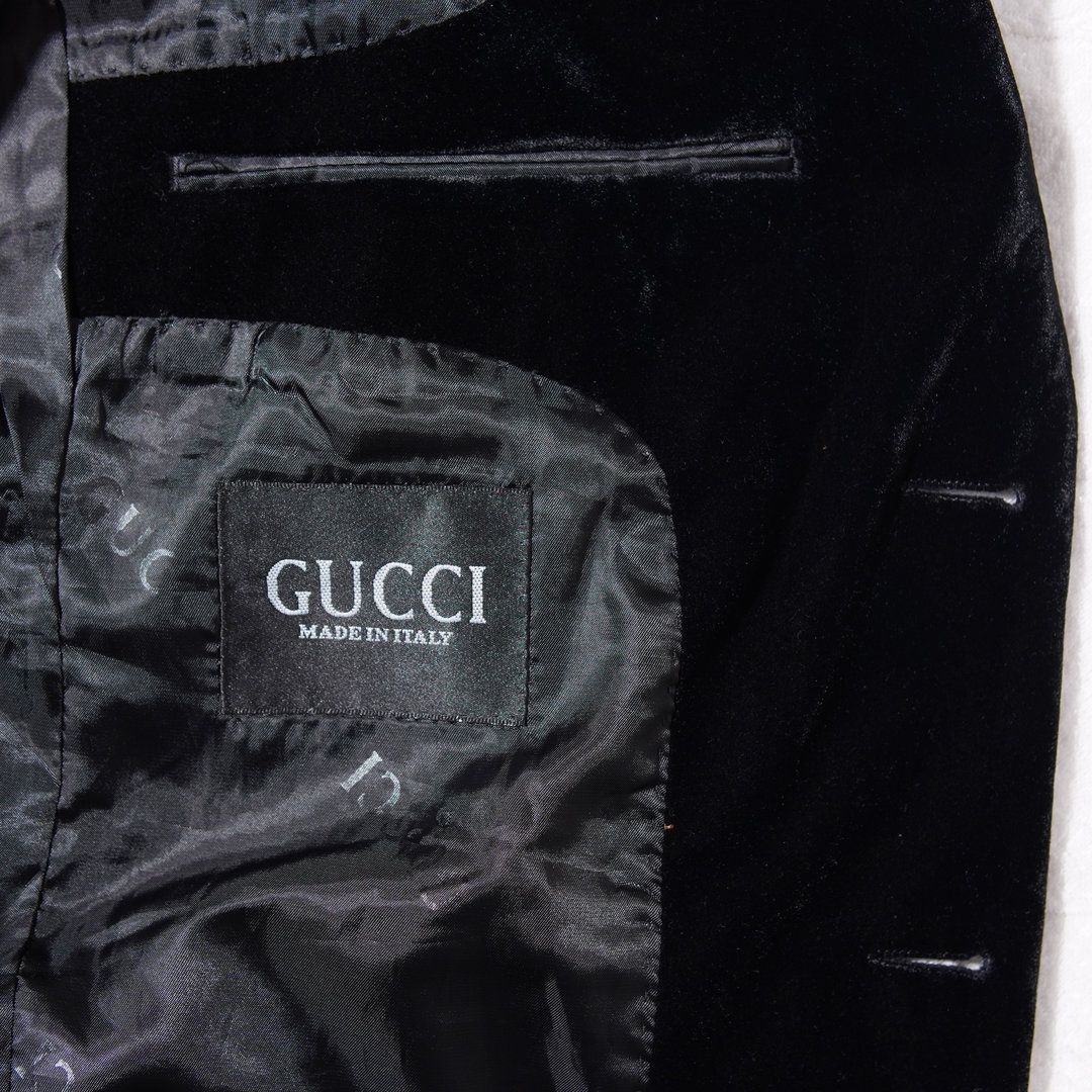 イタリア製 00s グッチ GUCCI ウール ベルベット ジャケット