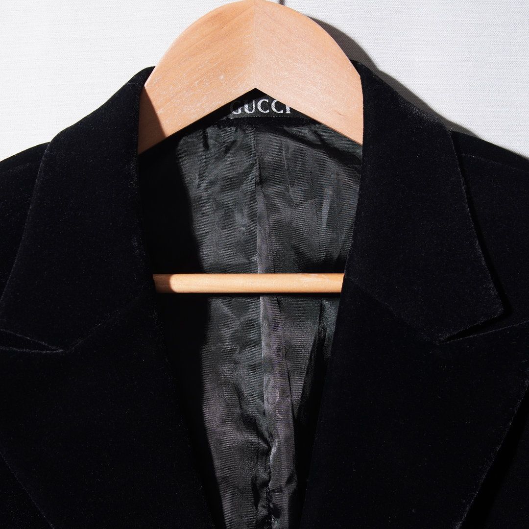 イタリア製 00s グッチ GUCCI ウール ベルベット ジャケット