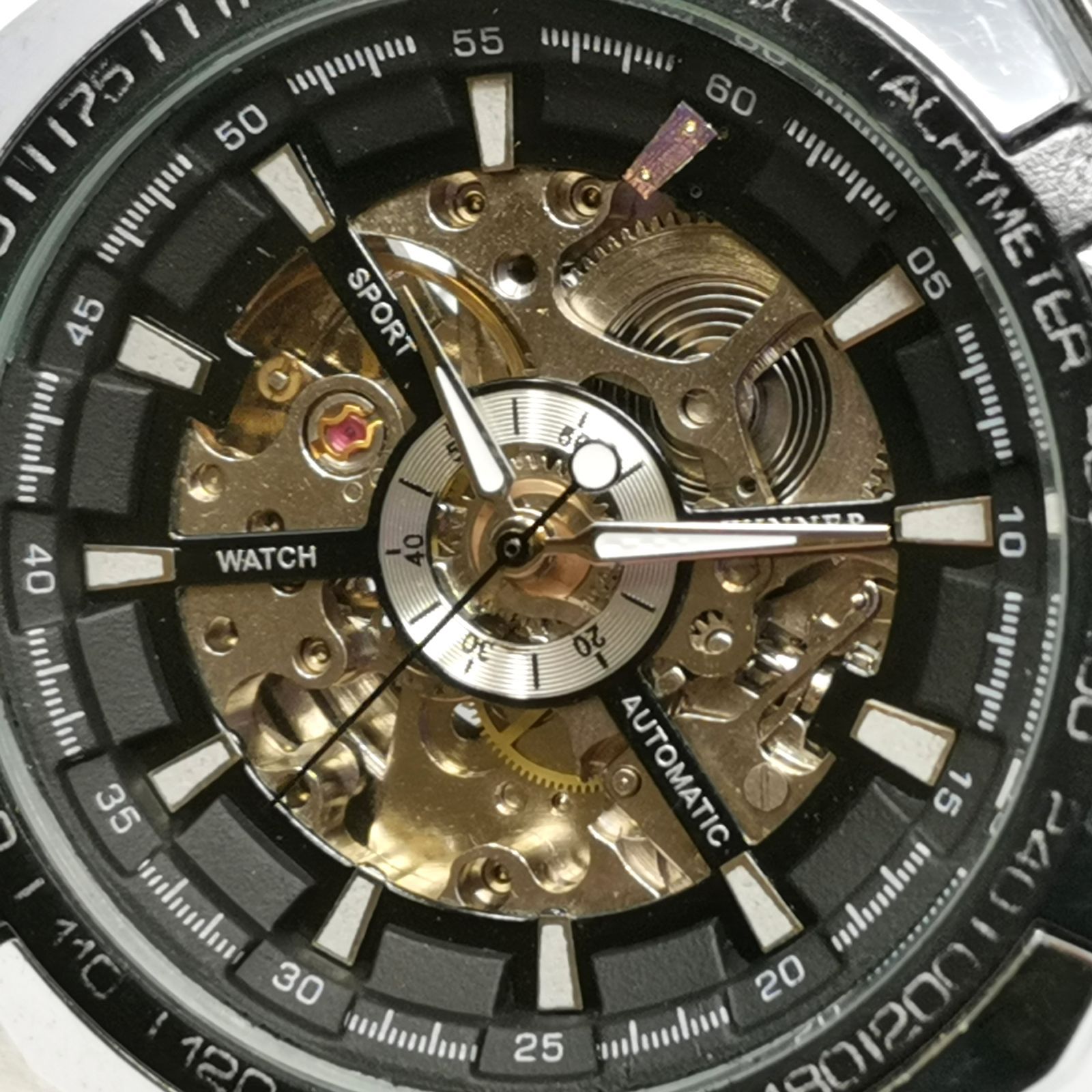 WINNER スケルトン 自動巻き メンズ 腕時計 オートマチック シルバー 