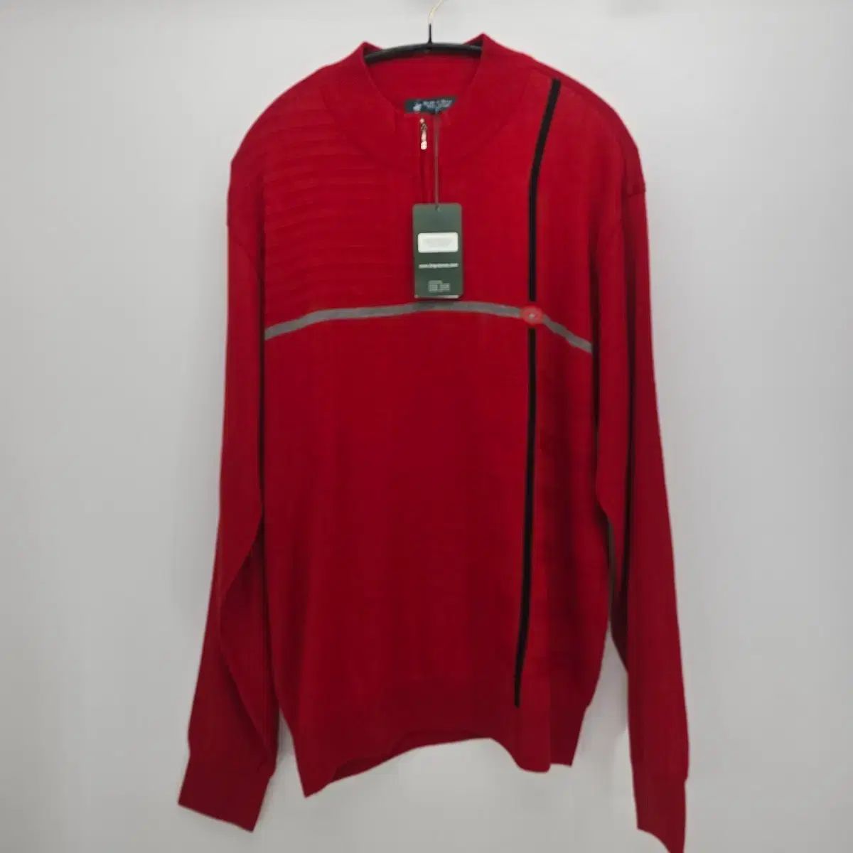 BEVERLY HIILS POLO CLUB レッド ジップアップ ニット セーター