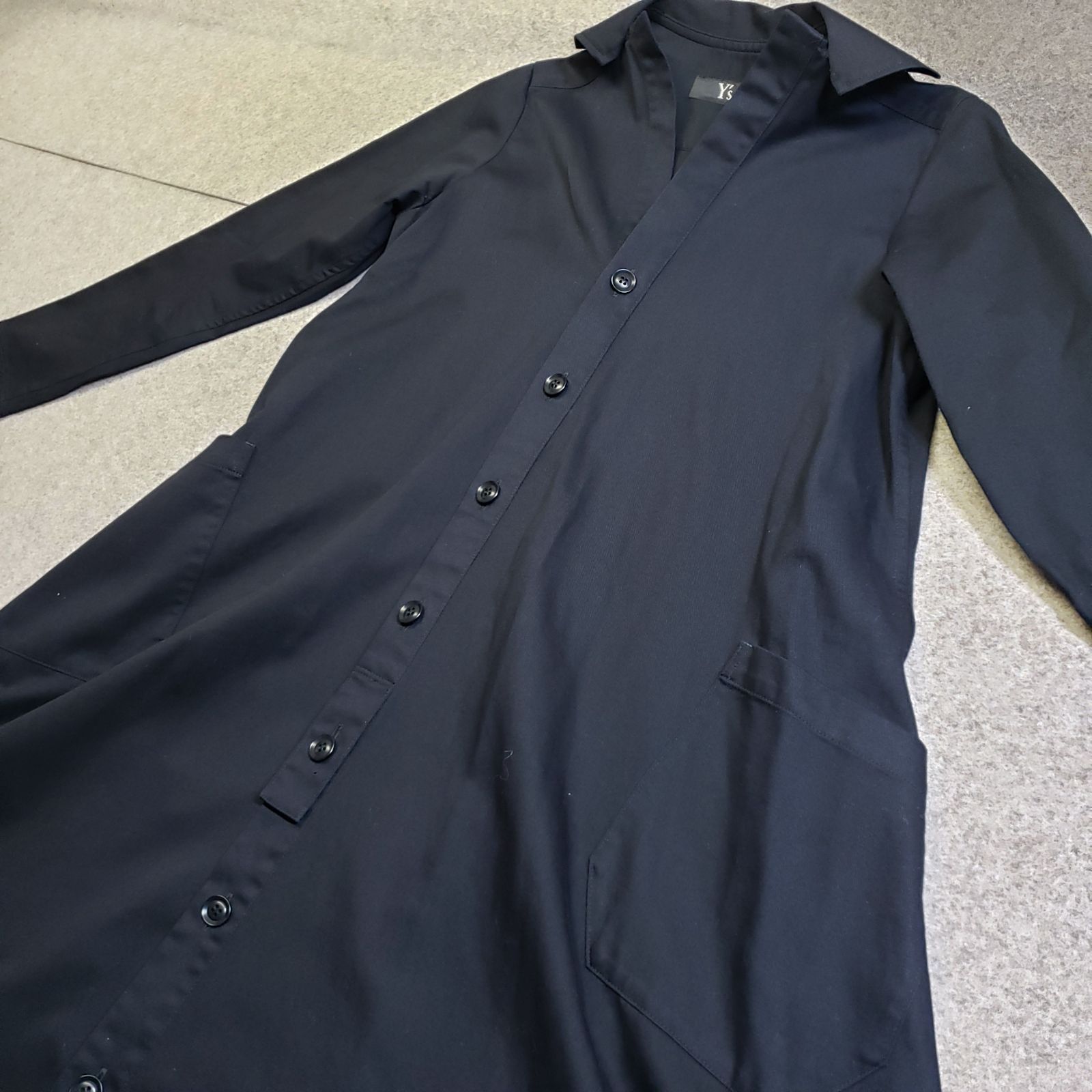 ヨウジヤマモト Y's（ワイズ）ロングシャツワンピース ブラック u7272e