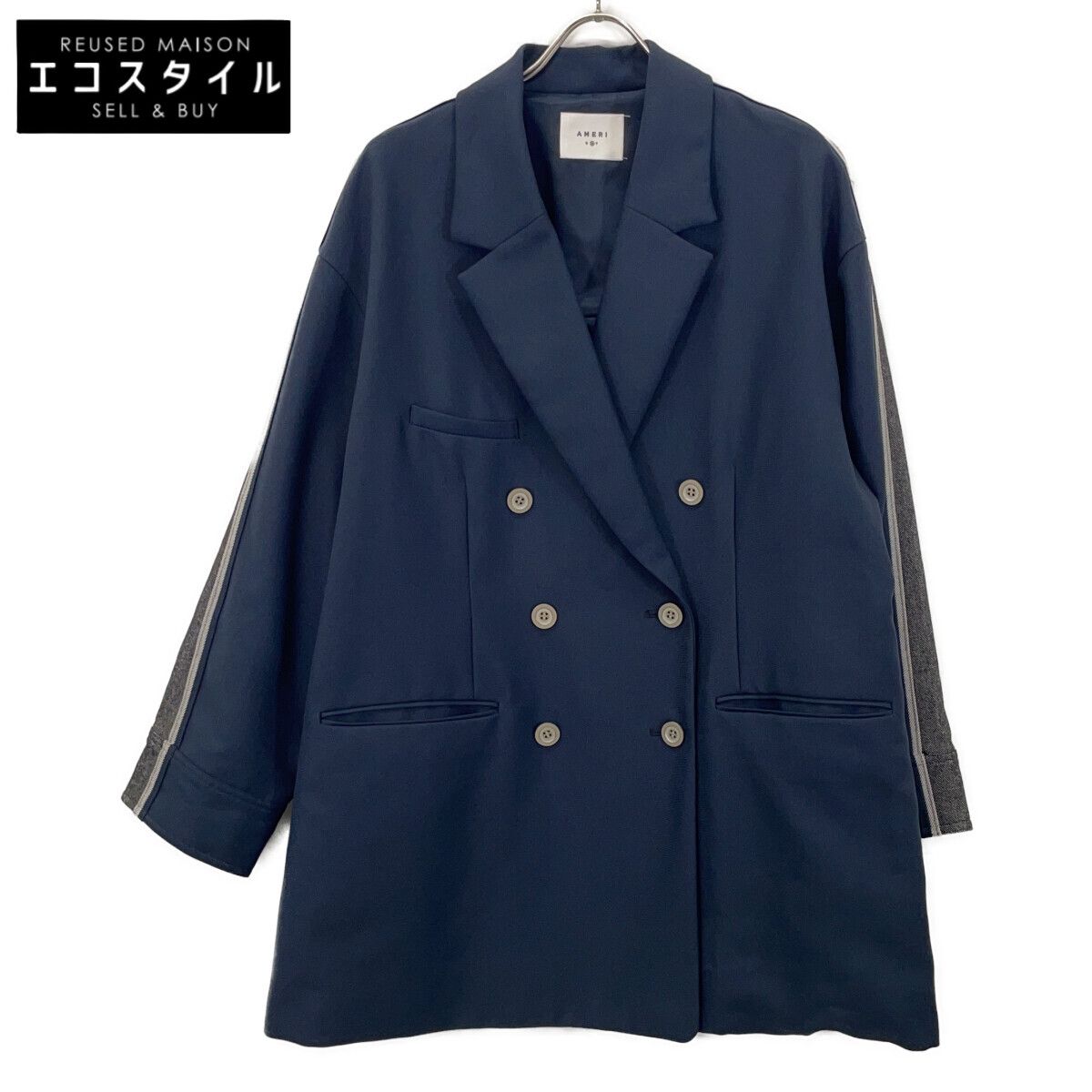 AMERI アメリヴィンテージ ﾈｲﾋﾞｰ BACK DENIM DETAIL BLAZER ﾃｰﾗｰﾄﾞ