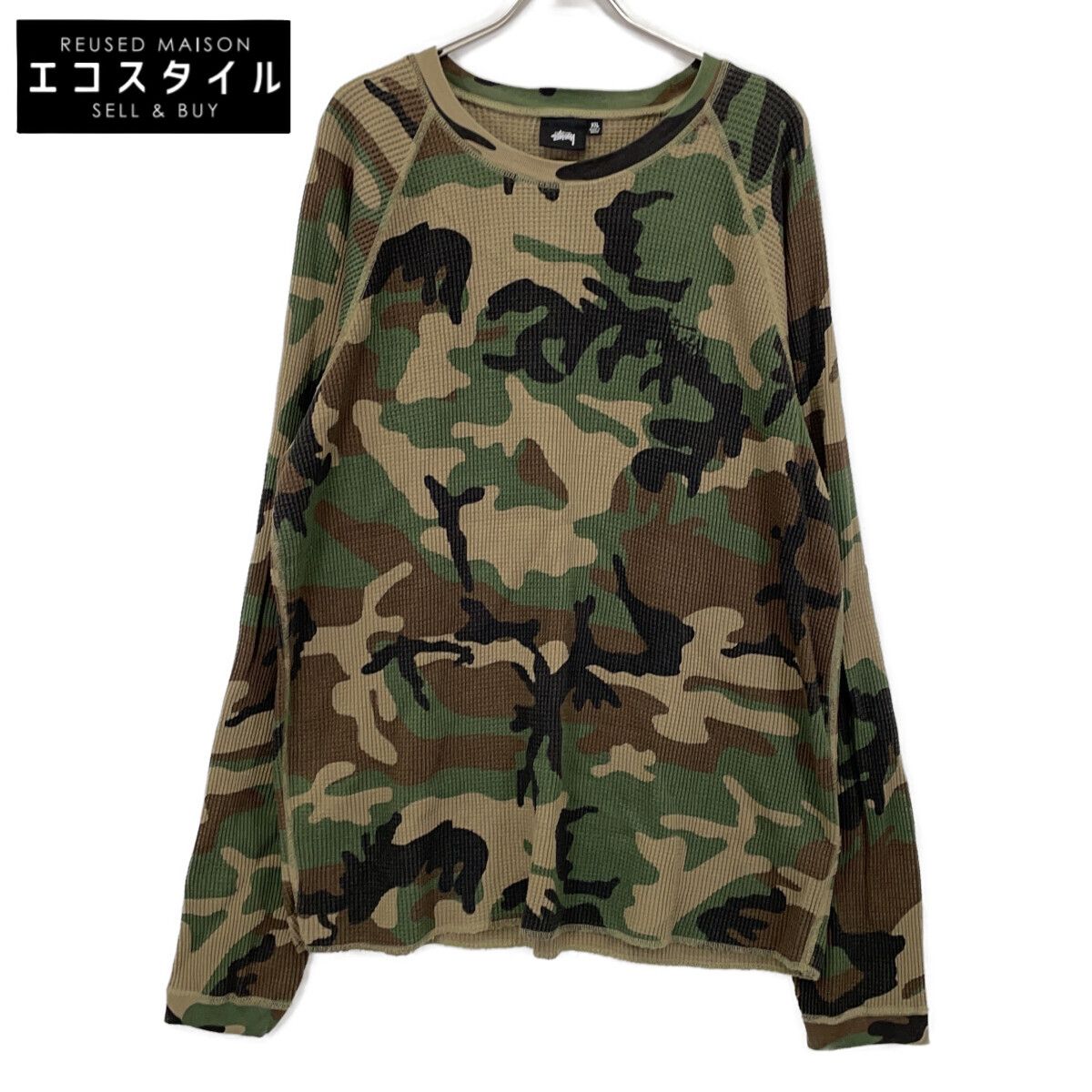 STUSSY ステューシー ｳｯﾄﾞﾗﾝﾄﾞｶﾓﾌﾗ 1140356 ﾍﾞｰｼｯｸｻｰﾏﾙ ﾄｯﾌﾟｽ XXL 