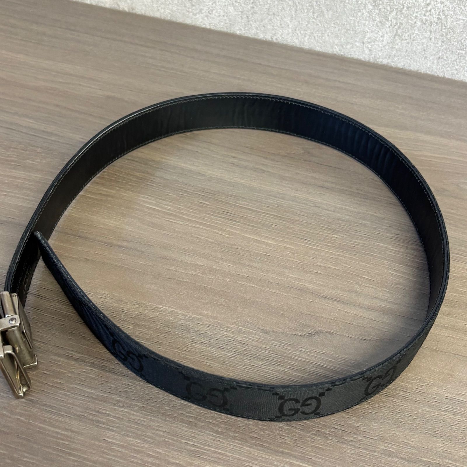◎GUCCI グッチ ベルト レクタングルバックル付き ブラック シルバー