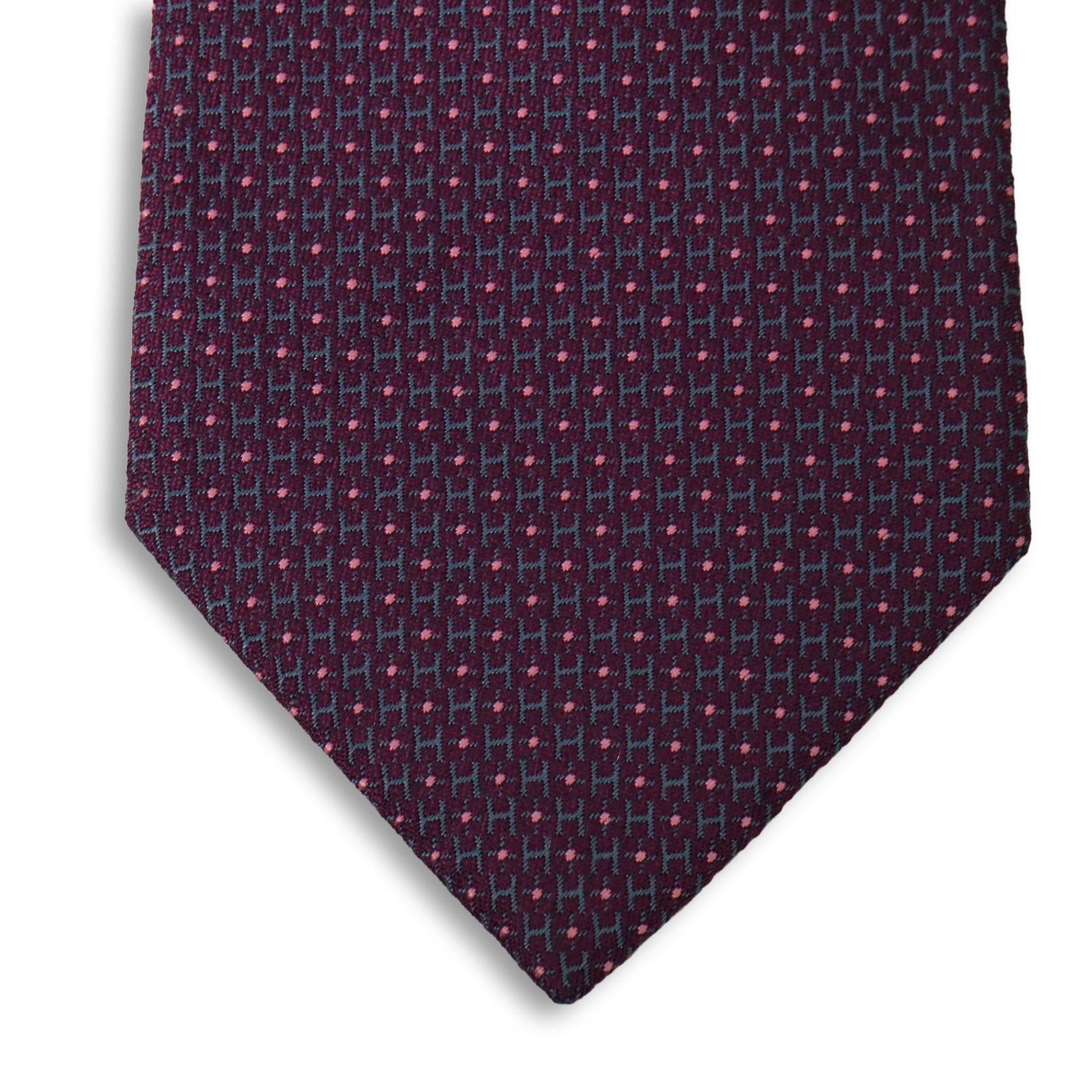 HERMES（エルメス）ネクタイ ファソネ H柄 H織 総柄 光沢感 人気柄 紫