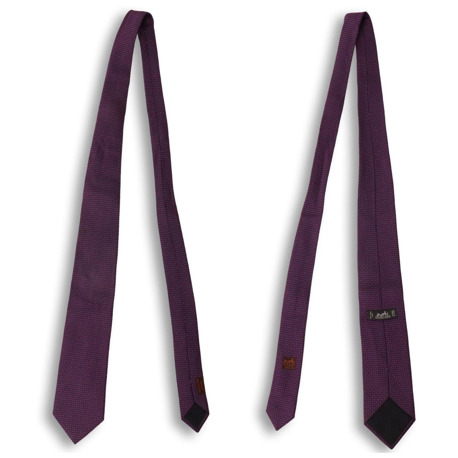 HERMES（エルメス）ネクタイ ファソネ H柄 H織 総柄 光沢感 人気柄 紫