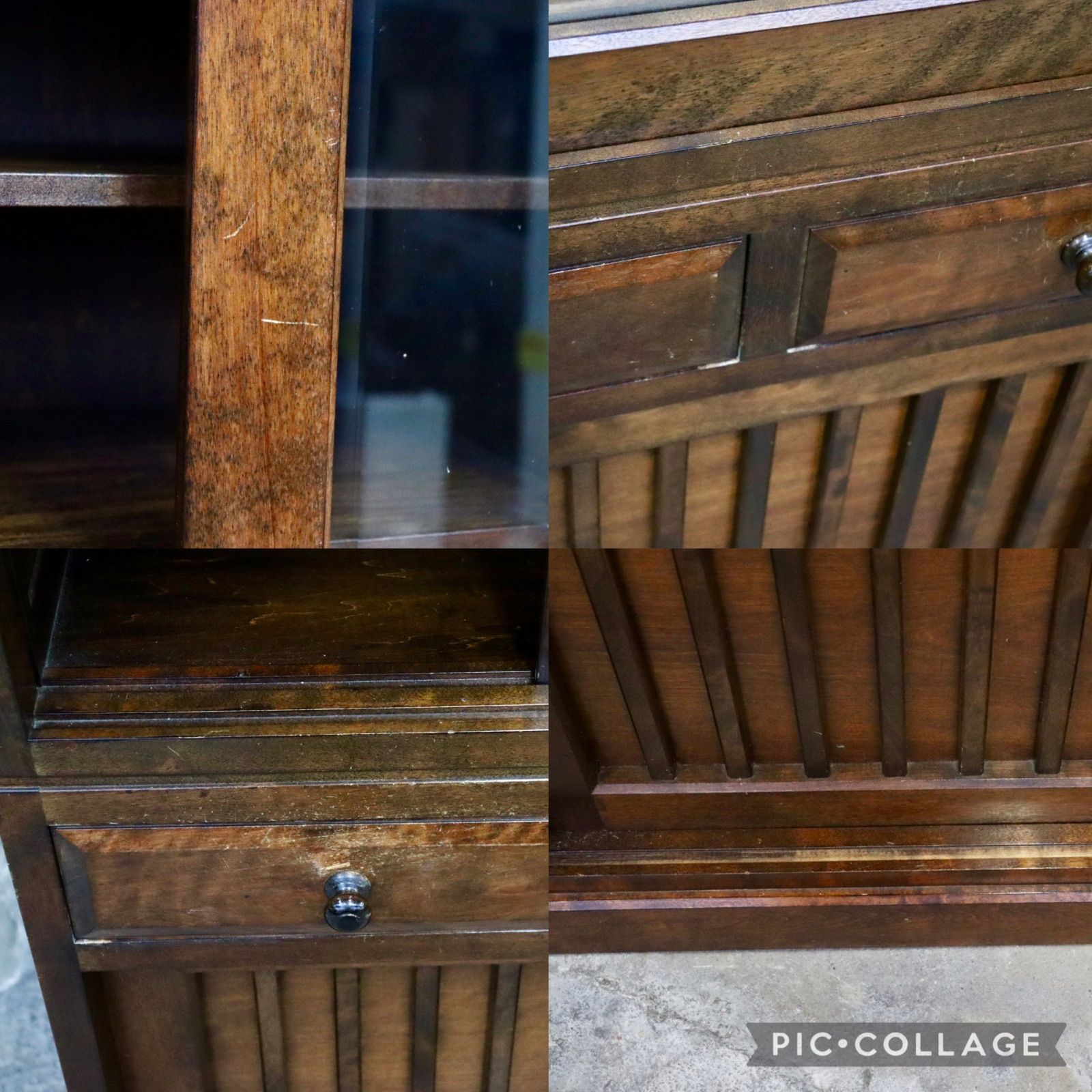 GMIH459○九州民芸家具 食器棚 水屋箪笥 飾り棚 樺材 無垢 カップ 
