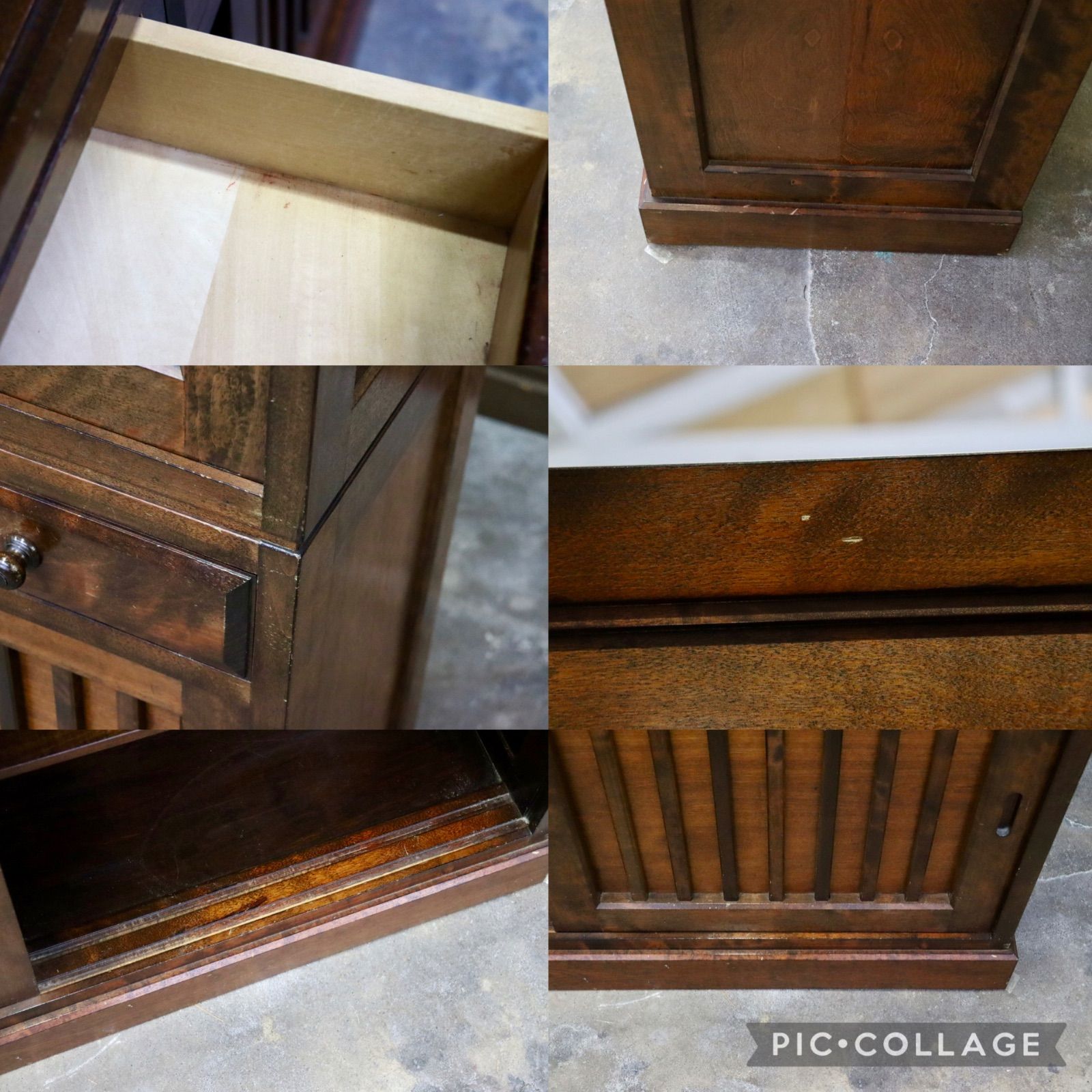 GMIH459○九州民芸家具 食器棚 水屋箪笥 飾り棚 樺材 無垢 カップ 