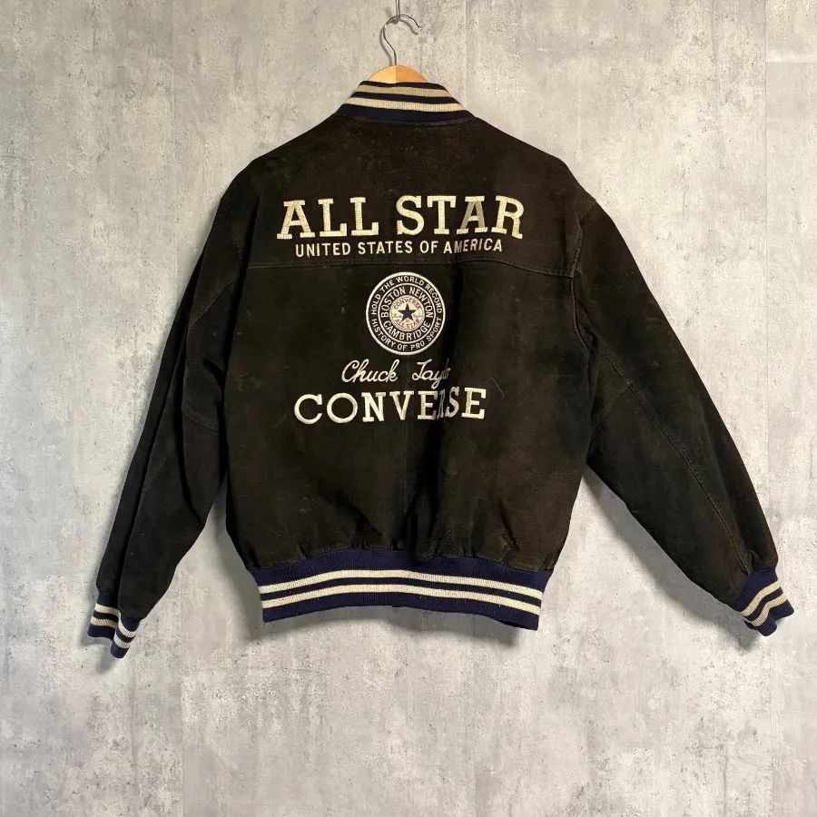希少】コンバース オールレザー スタジャン 黒 M 豚革 刺繍 背ロゴ 90s
