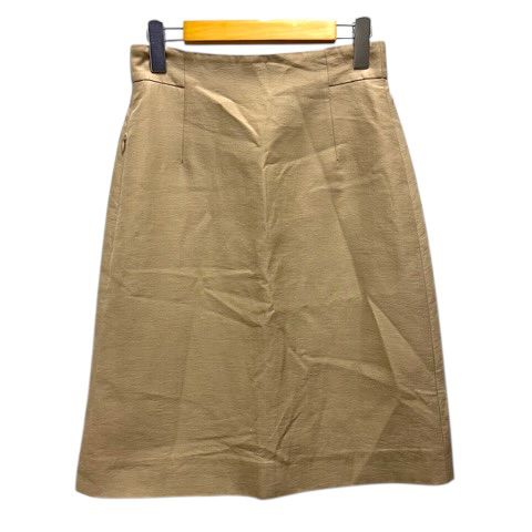 アクリス AKRIS スカート タイト Aライン シルク混 無地 38 ベージュ