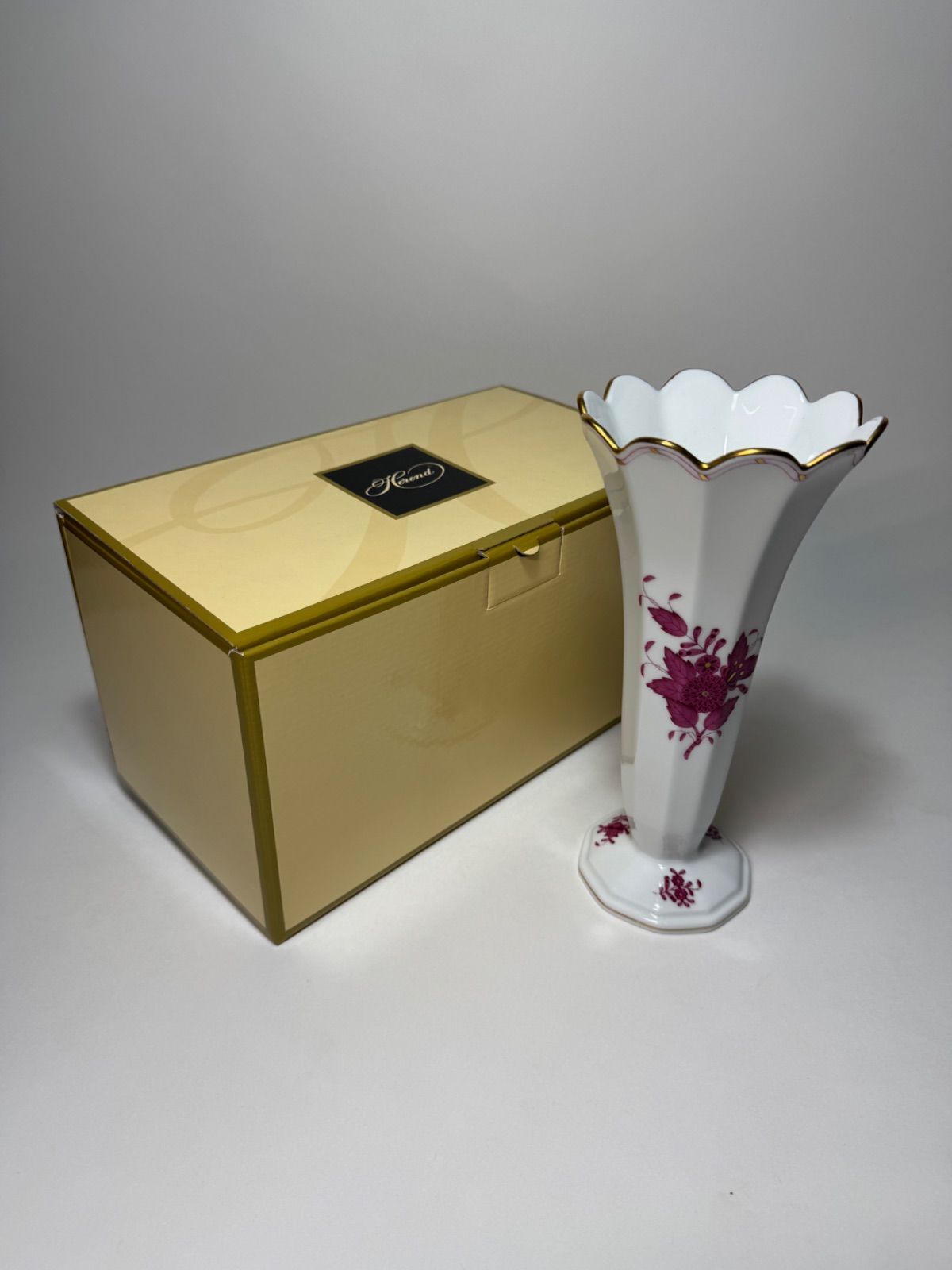 Herend ヘレンド「アポニー・ピンク」フラワーベース/花瓶 23㎝ 未使用