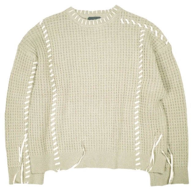 GEN_DAI ゲンダイ 24AW CREW KNIT レースアップオーバーサイズクルーネックニット Free ベージュ セーター トップス【中古】【GEN_DAI】 GEN_DAI ゲンダイ 24AW CREW KNIT レースアップオーバーサイズクルー