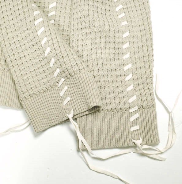 GEN_DAI ゲンダイ 24AW CREW KNIT レースアップオーバーサイズクルーネックニット Free ベージュ セーター トップス【中古】【GEN_DAI】 GEN_DAI ゲンダイ 24AW CREW KNIT レースアップオーバーサイズクルー