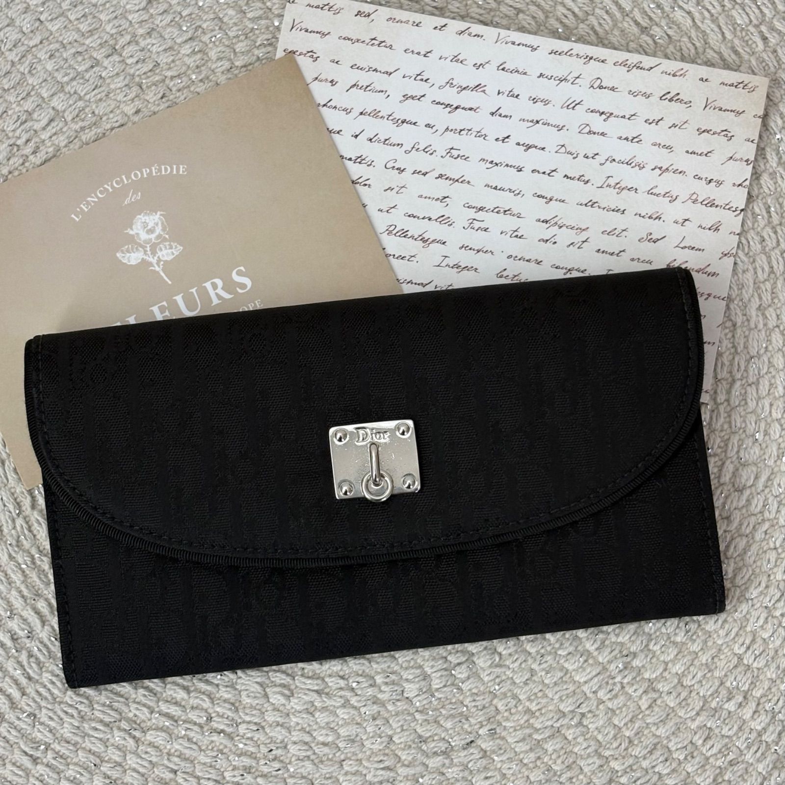 Dior ディオール 長財布 トロッター柄 キャンバス レザー ヴィンテージ クリスチャンディオール 長財布 トロッター キャンバス レザー