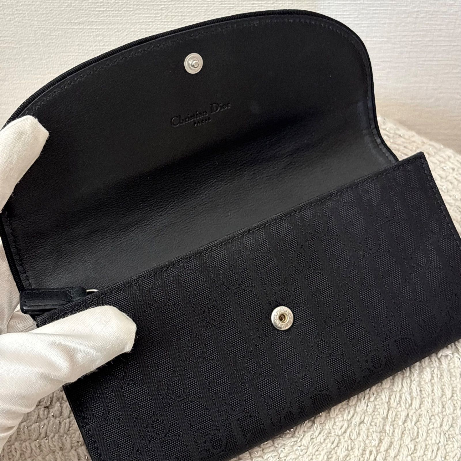 クリスチャンディオール 長財布 トロッター キャンバス レザー