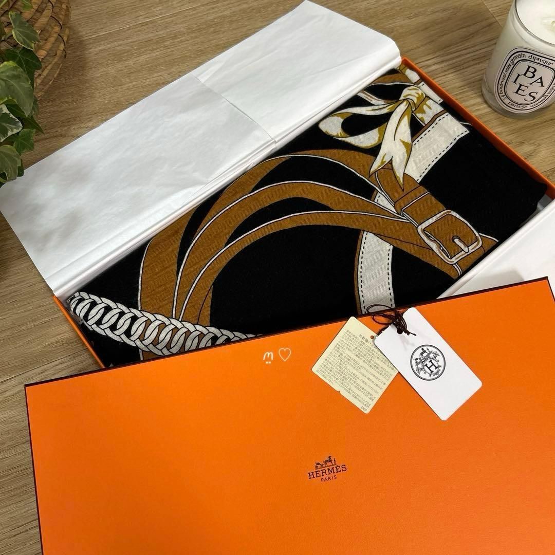 HERMESエルメス カレジェアン140 朝の散歩バンダナ カシシル ノワール