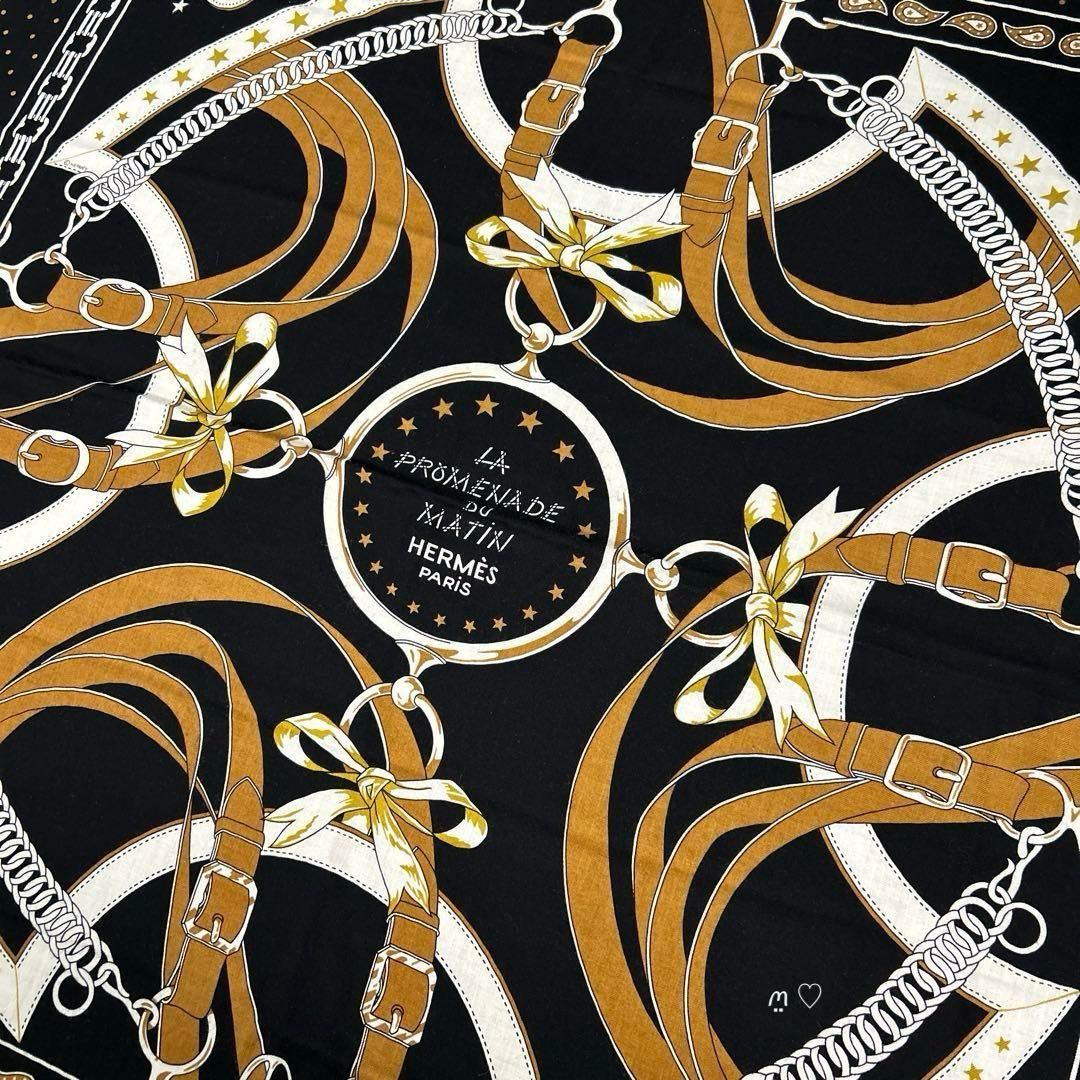 HERMESエルメス カレジェアン140 朝の散歩バンダナ カシシル ノワール