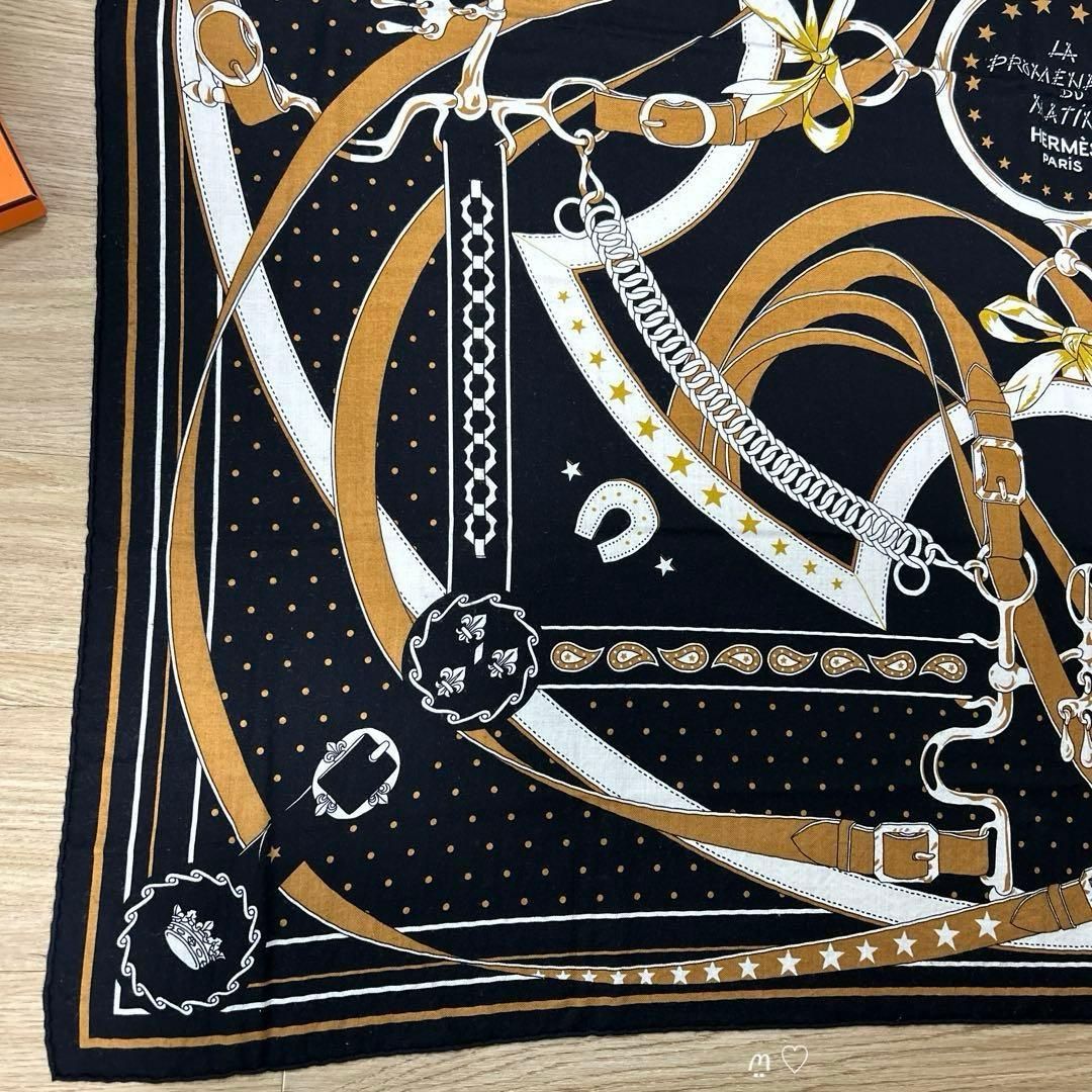 HERMESエルメス カレジェアン140 朝の散歩バンダナ カシシル ノワール