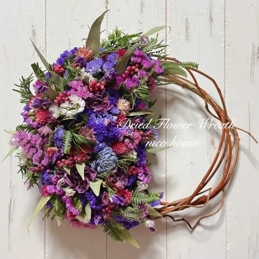 ドライフラワーリース ハーフリース ボタニカルリース 蔓 - メルカリ