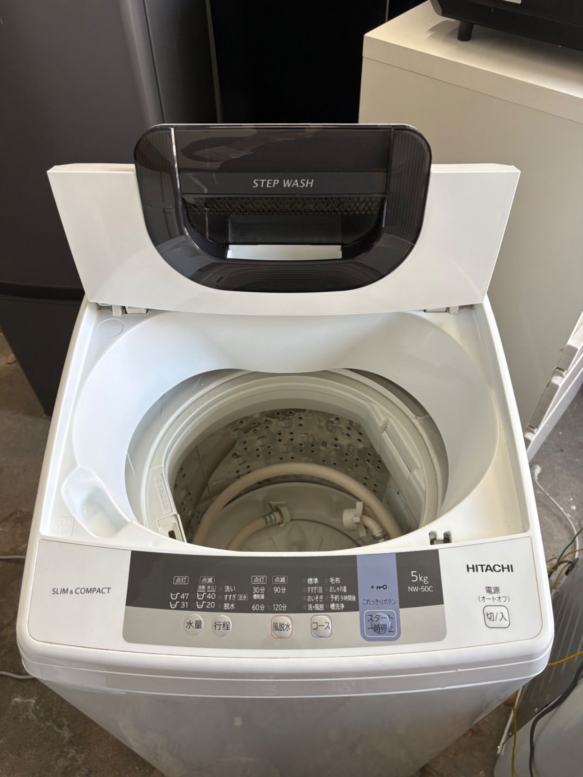 HITACHI 縦型洗濯機 NW-50C 5kg ホワイト 2019年製 - メルカリ