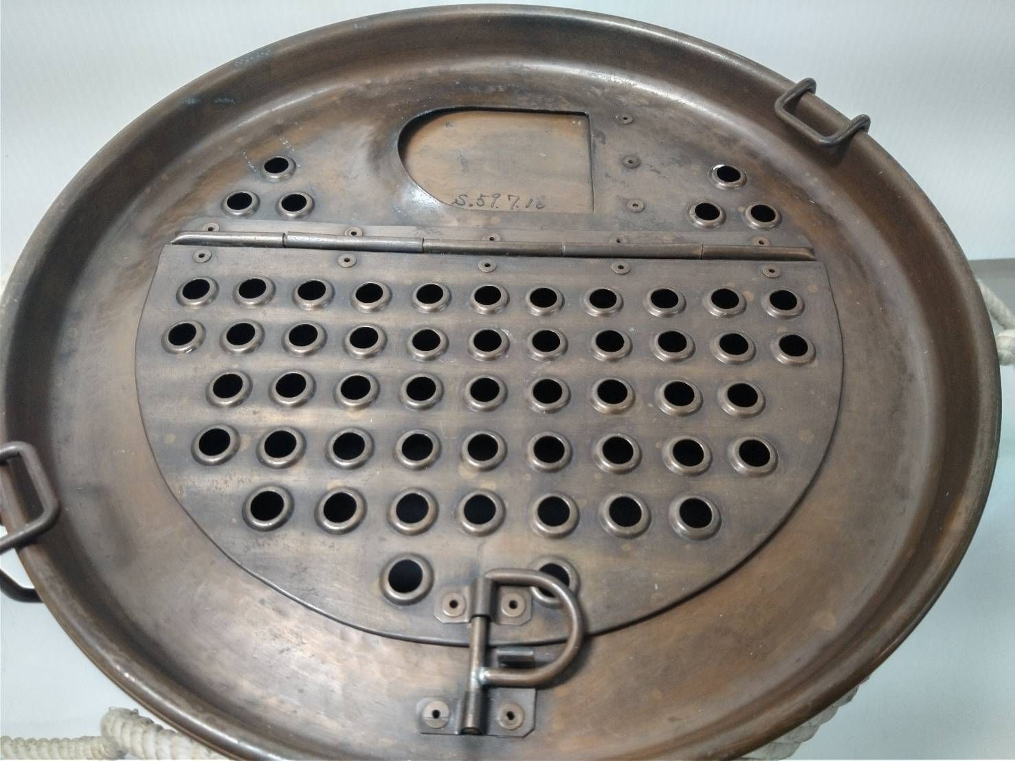 鮎 丸型 おとり缶 銅製 真鍮製 囮缶 友缶 種鮎 昭和 レトロ（08 