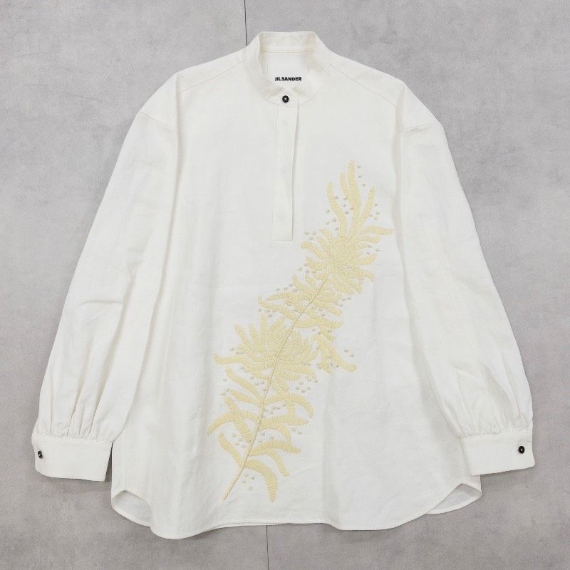 JIL SANDER ジルサンダー ロングシャツ ブラウス 刺繍 オーバーサイズ