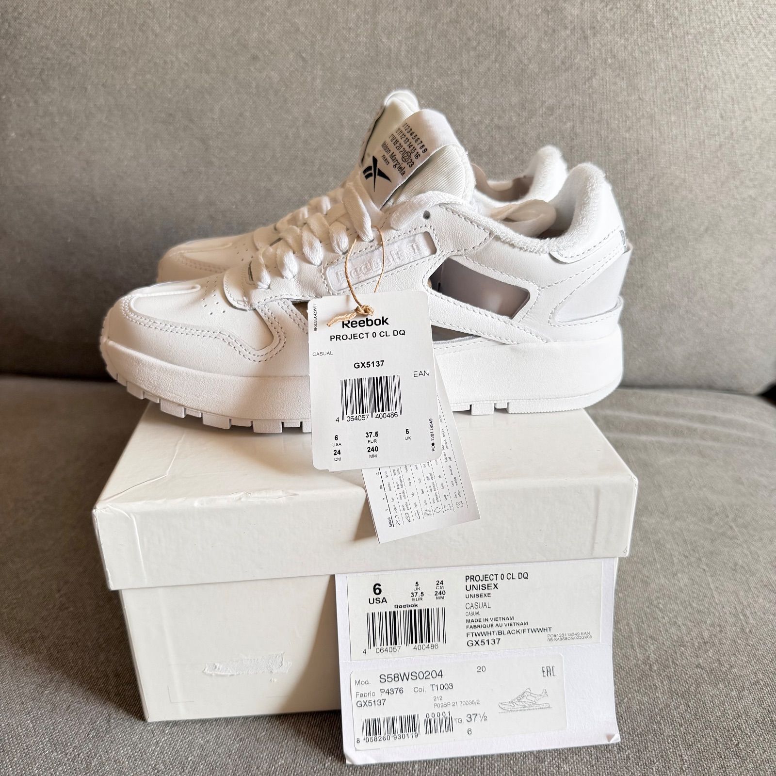 新品未使用】マルジェラ×リーボック ホワイト クラシックレザー24cm