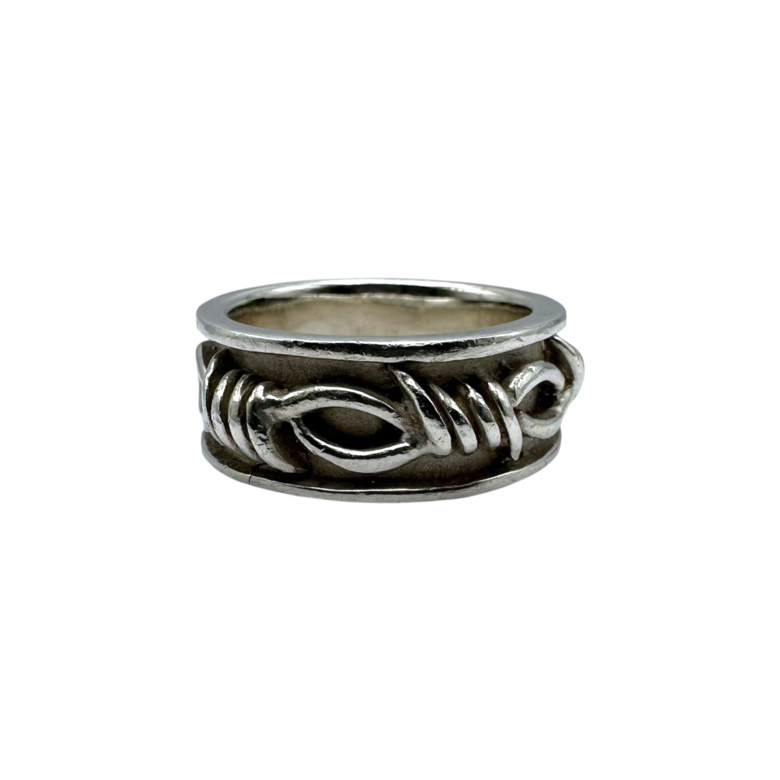 【有刺鉄線】ワイヤー Silver 925 刻印 90s Vintage Design Ring シルバー デザイン リング 17号 メンズ Y2K 個性派 パンク ロック モード