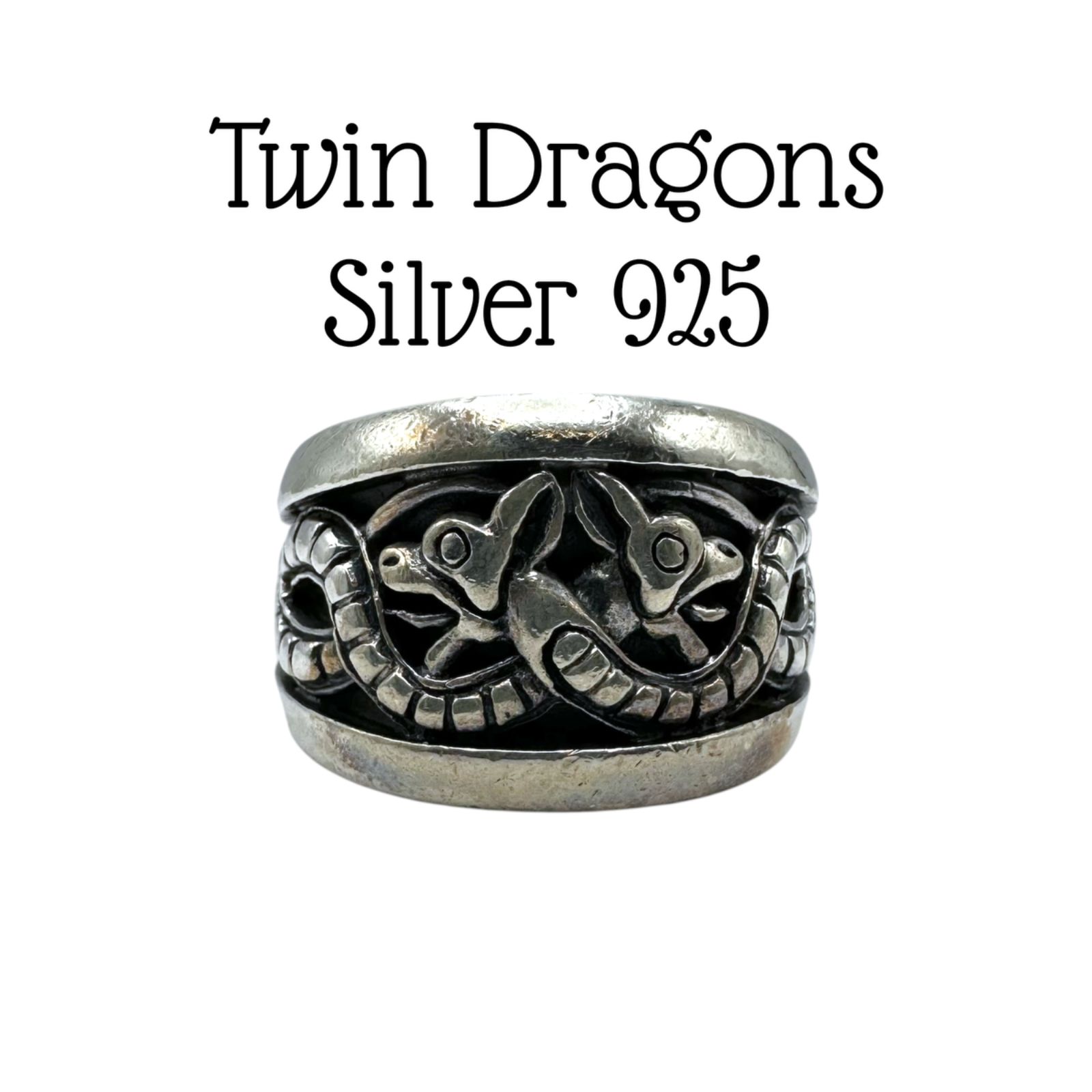 循環と調和】双龍 ツインドラゴン SILVER 925 刻印 00s Vintage Design 