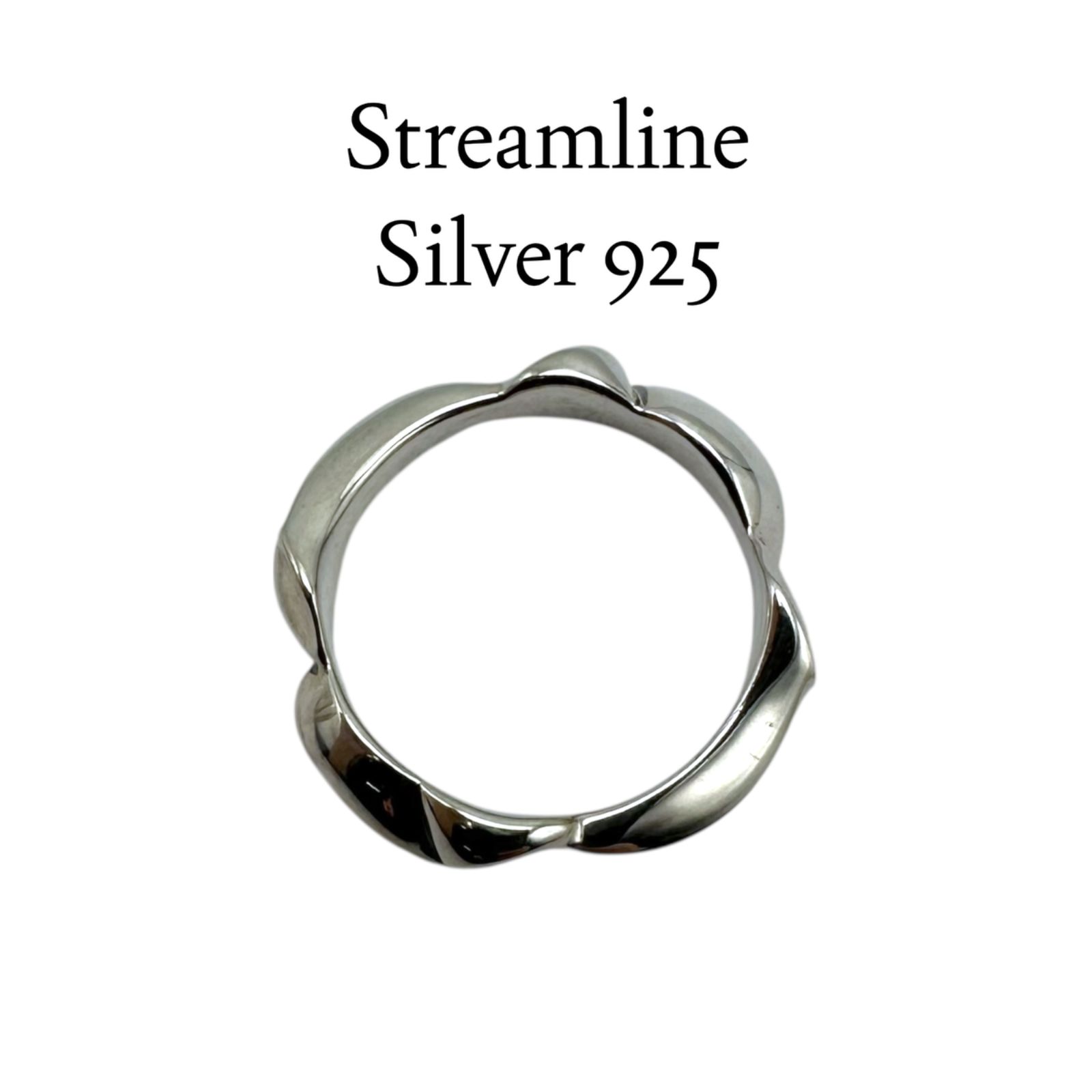 林*ス様 刻印薄れ有り リング ♯19 曲線美】ウェーブライン Silver 925 刻印 00s Vintage Design Ring