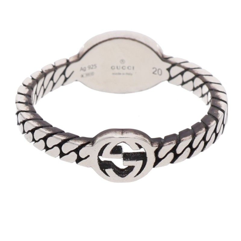 グッチ インターロッキングG チェーンシルバーリング メンズ 20号