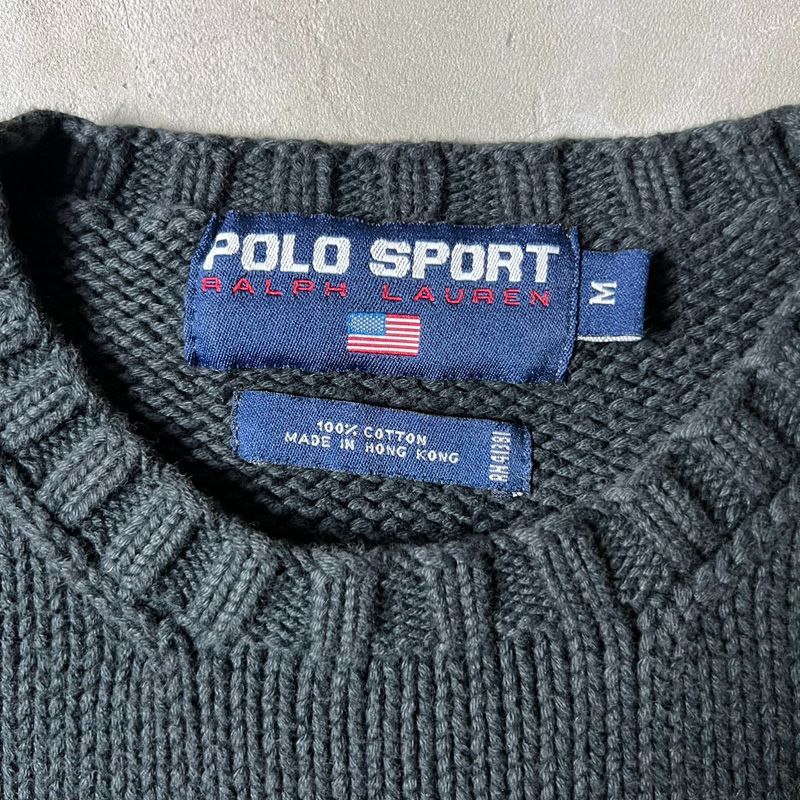 90s POLO SPORT RALPH LAUREN 星条旗 ロゴ 刺繍 後染め コットン