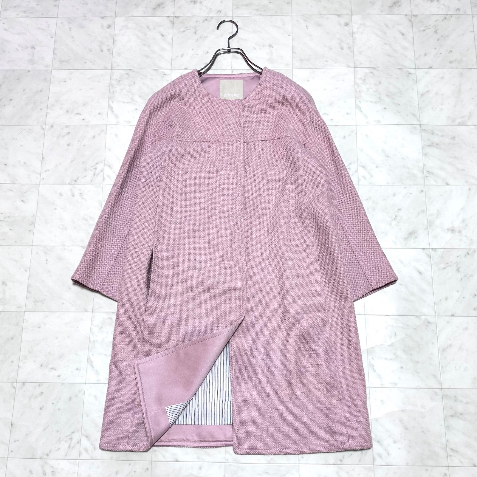 S MaxMara エス マックスマーラ ノーカラーコート ピンク 36 - メルカリ