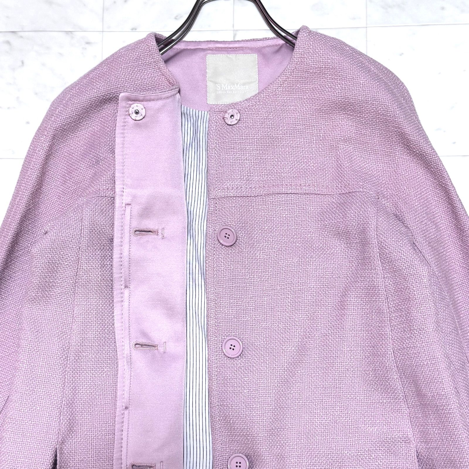 S MaxMara エス マックスマーラ ノーカラーコート ピンク 36 - メルカリ