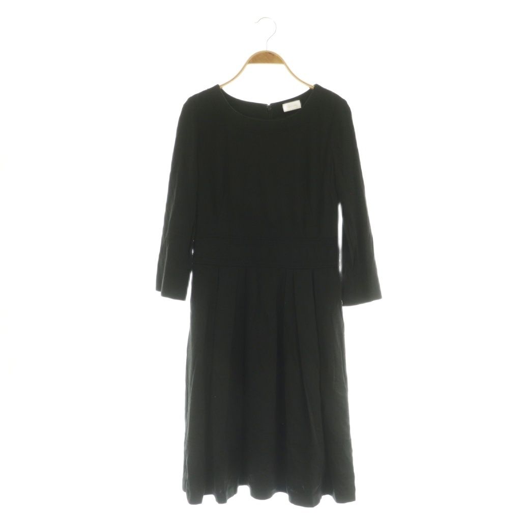 ハロッズ Harrods ロングワンピース 七分袖 シルク混 2 ブラック /MY