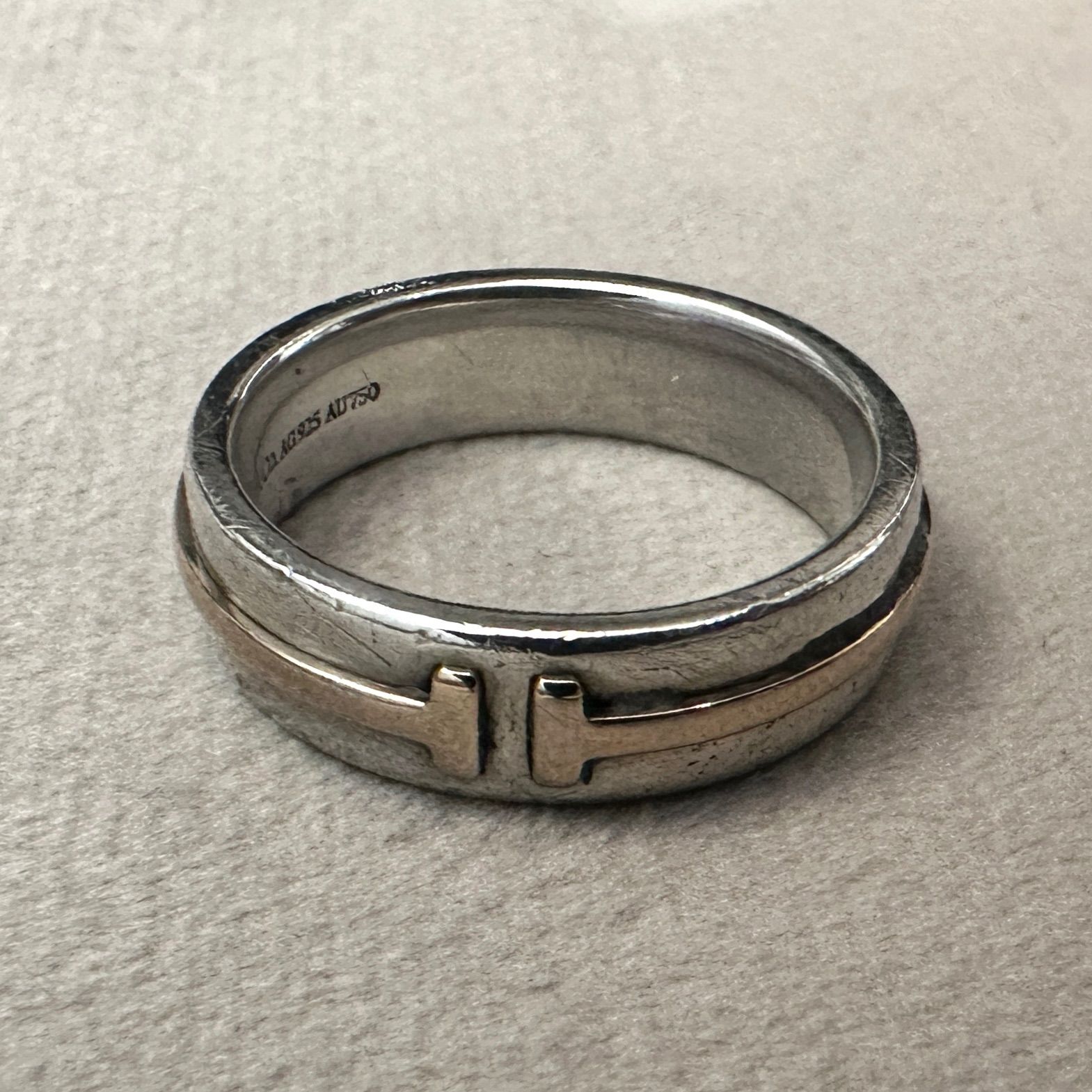 TIFFANY&Co. ティファニー T TWO ナロー リング 指輪 750 925 K18 16 