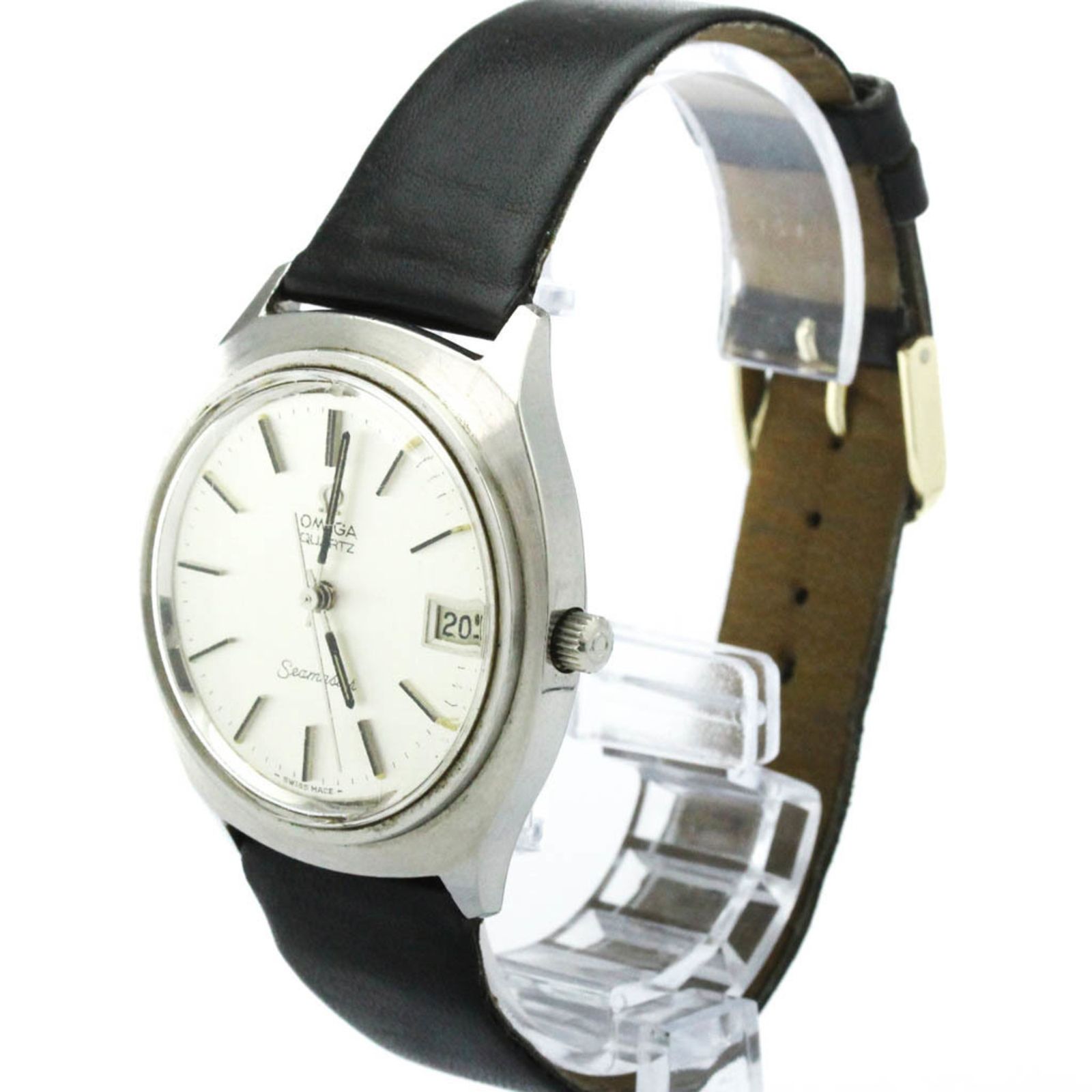 オメガ (OMEGA) シーマスター デイト ステンレススチール レザー クォーツ メンズ 時計 196.0072